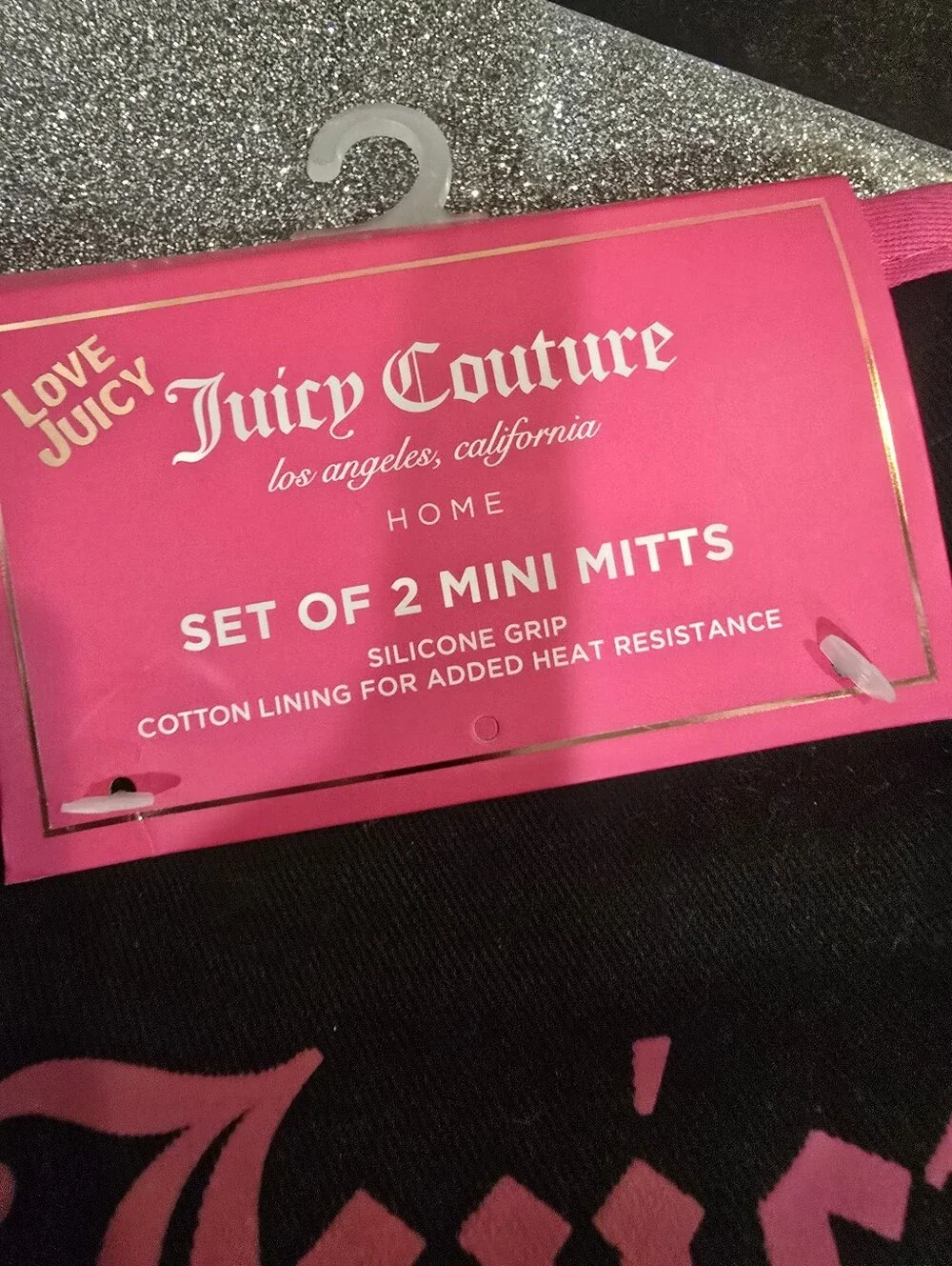 Juicy Couture Home Set Of 2 Logo Silicone Grip Mini Oven Mitts